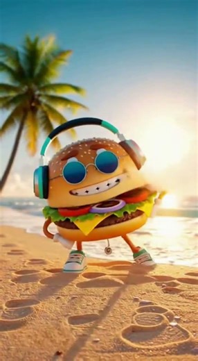 Dancing Hamburger Cartoon – Funky Bruno-Style Groove Animation