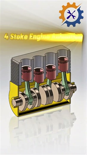 4 Stoke Engine Animation #animation #3d #solidworks