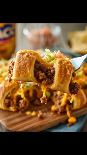Turn taco night into a fun centerpiece with this easy Taco Ring! Flaky crescent rolls filled with seasoned beef and gooey cheese, baked into a golden ring—slice it up and watch it disappear at the dinner table. | Recipe Stories