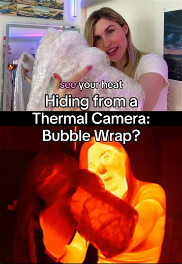 Just because something insulates your body heat from conduction doesn't mean it blocks the long wave infrared radiation coming from it. #ivydoll #Science #thermalcamera #thermalvision #thermalcamouflage