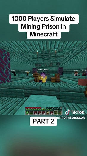 1000 Players Simulate Mining Prison in Minecraft - PART 2 #simulate #mining #prison #minecraft #fyp