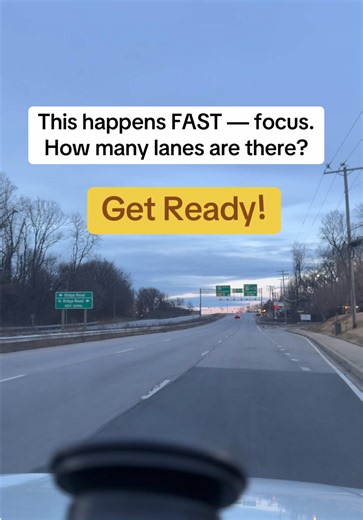 Driving happens fast your eyes have to work faster. Being able to quickly identify how many lanes are around you helps with positioning, merging, and decision-making. If you had to think too long… that’s your sign to practice scanning sooner and farther ahead. Focus first. React second. #DriversEdu #ScanningSkills #fyp #DefensiveDriving #LearnToDrive