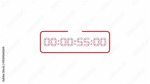 One Minute Countdown Timer Animation 4K 60 to 0 Seconds Transparent Alpha Channel