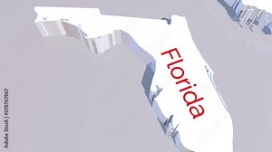 3d animated map showing the state of Florida from the united state of america. 3d map of Florida.