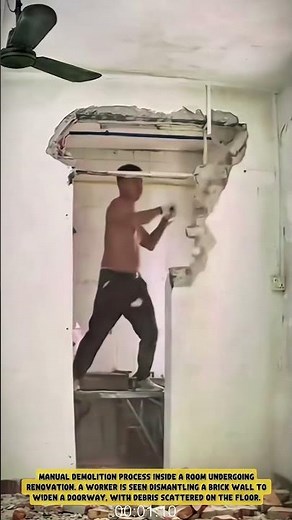 This is the Process of Demolishing Walls Inside a House- Good tools and machinery in daily work