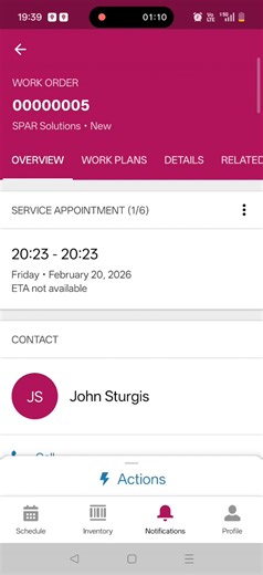 Technician View - Field Service Mobile App