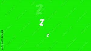 Animation of sleeping symbol zzz on green screen background, 2d motion animated video, Cartoon style, sleep concept