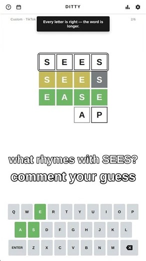 wordle but every guess has to rhyme 😤#wordle #shorts #puzzle #wordgames #ditty
