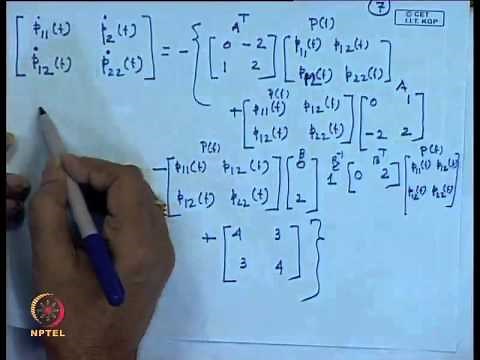 Mod-01 Lec-39 Solution and stability analysis of finite - time LQR problem : Numerical Example