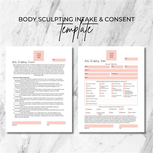 Body Sculpting Intake & Consent Form: Editable Canva Template