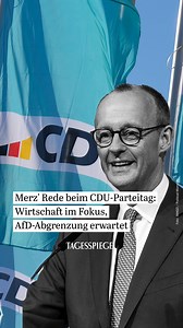 Beim CDU-Parteitag in Berlin, der heute Mittag beginnt, wird besonders die Rede von Friedrich Merz um 15:00 Uhr mit Spannung erwartet. Merz will den Fokus auf Wirtschaft legen und sich voraussichtlich klar von der AfD abgrenzen. Erwartet wird eine deutliche Aussage, dass die CDU/CSU keine Koalition oder Zusammenarbeit mit der AfD anstrebt – eine Reaktion auf jüngste gemeinsame Abstimmungen im Bundestag und die Kritik von Kanzler Scholz. | Tagesspiegel