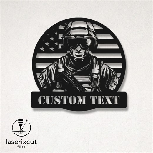 Custom US Soldier SVG, Military Name Sign, Veteran Laser Cut File, Army Wall Art DXF, American Flag Vector - Etsy