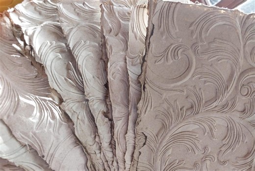 Handmade French Scroll Paper: Pastel Buff and Sage, 4x6 Embossed Journaling Bundle - Etsy