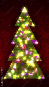 Christmas tree of triangles. Vertical format. Loop from 5:00-20:00. Red version.