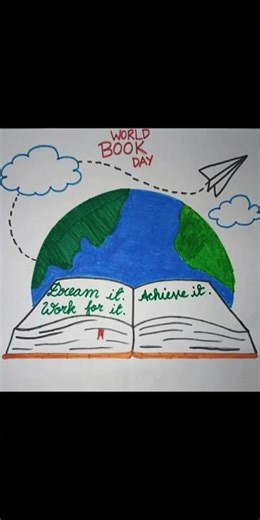 World Book Day Special 📚✨ | Dream It. Work For It. Achieve It 💫 | Easy Drawing Idea