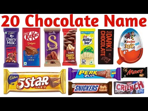 20 चॉकलेट के नाम | Learn 20 Chocolate Names in English with Pictures Easy Learning Video
