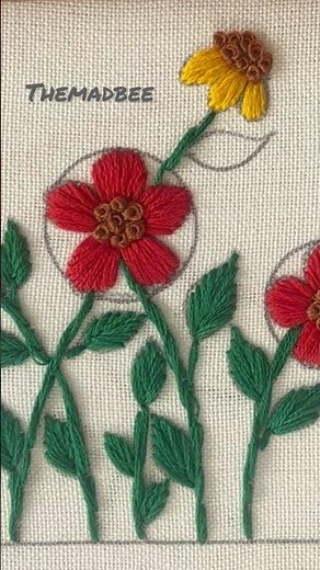 Very easy satin Stitch Flower Tutorial | #beginnerembroidery #embroiderypatterns #embroidery