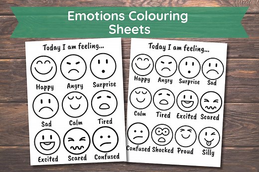 Emotions Colouring Sheets | Emotions Coloring Pages | Today I Am Feeling | 9 Emotion Faces & 12 Emotion Faces | Emotions Activity - Etsy