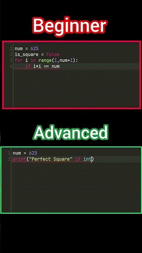 Check if a Number is Perfect Square in Python beginner vs advanced #programming #python #coding
