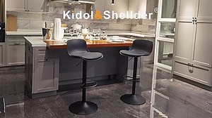 Kidol & Shellder Barhocker 2er Set Schwarz Esszimmerstühle, Höhenverstellbar 360° Drehbar mit Rückenlehne und Sitzkissen, Barhocker aus PU Leder Kunststoff Metall, für Home Kitchen Counter Bistro