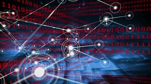 Animation of networks of connections with digital icons over binary coding. global data processing, networks, connections and digital interface concept digitally generated video.