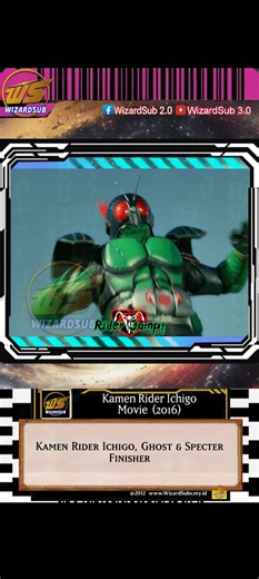 Kamen Rider 1 (2016) Kamen Rider 1 (仮面ライダー1号, Kamen Raidā Ichigō) is a Japanese superhero crossover film between Kamen Rider Ghost and the original Kamen Rider, and serves to commemorate the 45th anniversary of the Kamen Rider Series while being part of Toei Company's Super Hero YearIcon-crosswiki (スーパーヒーローイヤー, Sūpā Hīrō Iyā) project. Synopsis : 45 years ago, a man was subjected to the experiments of the secret organization Shocker and became a cyborg. Since that day, the man’s sole mission has 