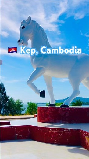 🇰🇭🙏Welcome to New White Horse Statue, Kep, Cambodia #subscribe #travel #short #shortvideo