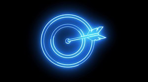 Download Animated arrow target board icon with a glowing neon effect for free
