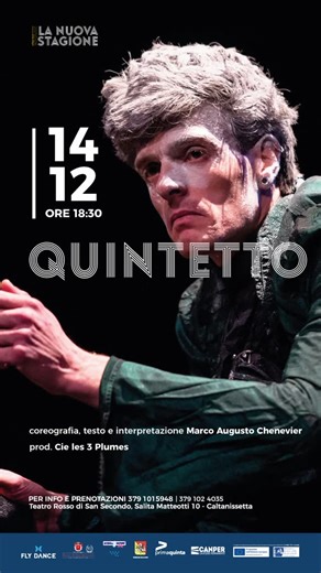 Prima Quinta Produzioni on Instagram: "𝐐𝐮𝐢𝐧𝐭𝐞𝐭𝐭𝐨 | 𝘋𝘰𝘮𝘦𝘯𝘪𝘤𝘢 14 𝘋𝘪𝘤𝘦𝘮𝘣𝘳𝘦 𝘰𝘳𝘦 18:00 Arriva una piccola perla internazionale al Teatro Rosso di San Secondo di Caltanissetta per la nostra NUOVA STAGIONE, direzione artistica di Aldo Rapè. CAOTICO. ESILARANTE. DIVERTENTE. TOCCANTE. Pluripremiato all’estero. Inserito nella “Top 10 Comedy 2016” del quotidiano inglese “The Guardian” Un omaggio singolare alla nostra premio nobel Rita Levi Montalcini. Coreografia, testo e interp