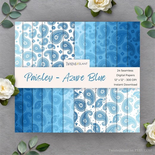 Paisley Seamless Patterns Digital: Paisley Papers (instant Download) - Bandana Pattern | Seamless Papers | Boteh | Blue | PAIS01 - Etsy