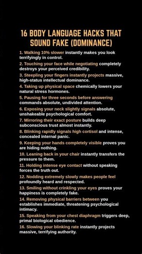 16 BODY LANGUAGE HACKS THAT SOUND FAKE (DOMINANCE) #body #language #hacker #sound #dominance #fyp