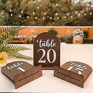 Wedding Table Numbers 1-20, Wood Table Numbers For Wedding Reception 1-20, Restaurant Tables Number Signs With Stands, Wooden Tables Markers For Event, Party, Centerpiece