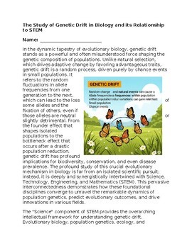 Genetic Drift & STEM - No Prep - Worksheet - 100% Editable