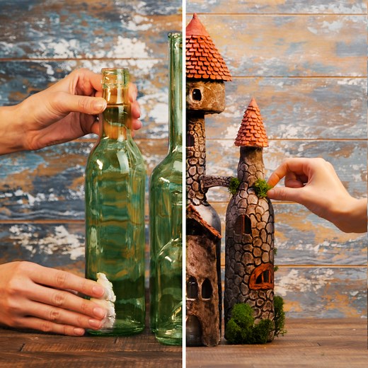 An amazing DIY key holder from a jar & old bottles for your backyard. 🗝 Useful jar reusing! | 5-Minute Crafts