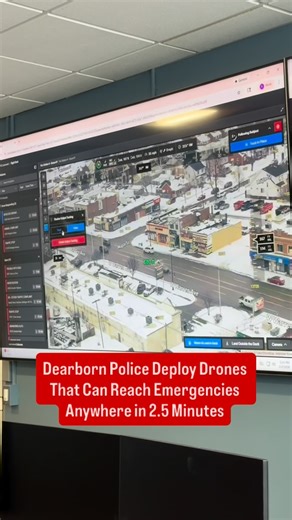 TCD News on Instagram: "Dearborn is the first city in Michigan to roll out a full-scale Drone as First Responder (DFR) program, aimed at boosting police response times and improving public safety. The program uses Skydio drones launched from strategic locations across the city, allowing them to reach any incident within about 2.5 minutes. The drones provide real-time aerial video to officers responding to calls involving violent crimes, traffic crashes, missing persons, and property crimes. Poli