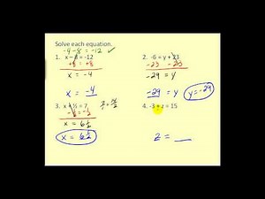Solving One Step Equations: A Summary