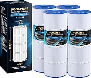 POOLPURE PLFPCC80 Pool Filter Replaces Pentair CCP320, Pleatco PCC80-PAK4, Ultral-A5, Unicel C-7470, R173573, Filbur FC-1976, 178580, 817-0081, Clean and Clear Plus 320, L x OD:20"x 7", 4X80 sq.ft.