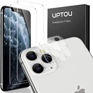 [4 Pack] Screen Protector and Camera Lens Protector for iPhone 11 Pro Max (6.5 inch), 9H HD Clear Tempered Glass Protector, Full Coverage, Scratch Resistant, Bubble Free