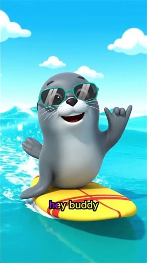 Giggling Penguin & Surfing Seal! 🐧🌊 Fun Adventure for Kids #animalstory#shorts