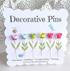 Flower Sewing Pins: Decorative Quilting & Scrapbooking Pins - Etsy