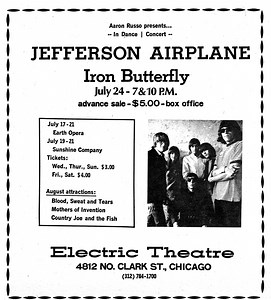 Jul 24, 1968: Jefferson Airplane / iron butterfly at The Electric Theatre Chicago, Illinois, United States | Concert Archives
