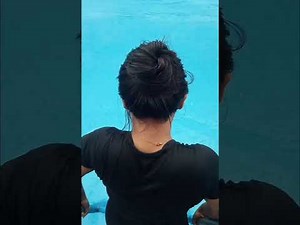 Long Hair Girl in the Pool #hairplay #longhair