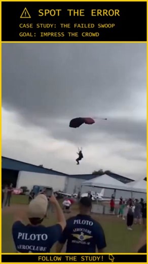Human.Error.Study on Instagram: "ANALYSIS: When "Swooping" Turns into "Bowling" ⚠️ Video Credit: Unknown / DM for Credit Case File: 113-GROUND-RUSH Subject Status: Critical / Collateral Damage The Tactical Failure: The Recovery Arc: The pilot is attempting a high-performance "Swoop." He dives to trade altitude for speed (up to 60+ mph). The error is in the math: He started the dive too low. He ran out of altitude before he could convert that speed back into lift. He didn't land; he impacted. Vec