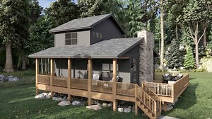 7.2K views · 28 reactions | Build a rustic vacation getaway with Plan 963-00179!  Check out Plan 963-00179 , completed with 968 sq. ft., 2 bedrooms, and 2 bathrooms! This design offers a kitchen island, an open floor plan, a wraparound porch, and more! For more information about this house plan, visit our website: https://bit.ly/3XjCqlD | America's Best House Plans | Facebook