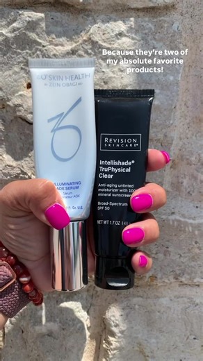 My two favorite products? AOX and Intellishade. Here’s why: 💧 @ZO Skin Health AOX repairs, protects, and boosts your skin’s glow, fights free radicals, hydrates, and helps prevent fine lines and wrinkles. I use it every day! 🌞 @Revision Skincare® Intellishade – SPF, tint, and skincare all in one. Protects against sun damage, evens skin tone, brightens, and provides lightweight coverage. Another daily must-have! These two products are the backbone of my daily routine and why my skin stays healt