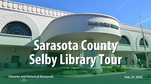 Located in the heart of downtown, Selby Library is the flagship branch of the Sarasota County Library System and the largest library in the system, spanning 22,000 square feet. Established in 1907 as Sarasota County’s first library, Selby Library has a rich history of serving the community. The current building, designed by architect Gene Aubry, offers a vibrant space for learning, creativity, and connection. Take a virtual tour with us and discover all that Selby Library has to offer and visit 