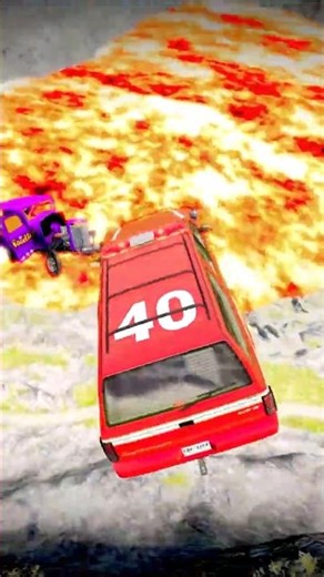 Fire Truck vs Giant Lava Pit - BeamNG.drive #beamng #shorts #beamngdrive #usa #viral #india