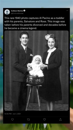 Before The Godfather: Baby Al Pacino With His Parents (1940) 👶📸#AlPacino #TheGodfather #VintagePhoto