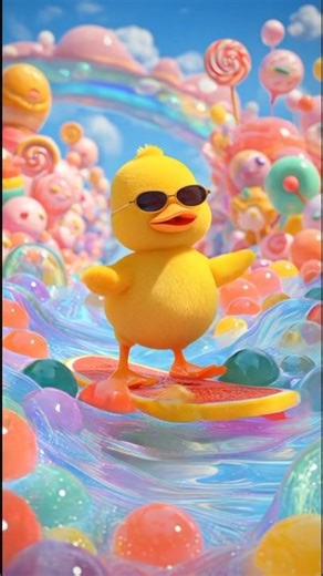 Duck Surfing on Jelly Ocean 🌈🦆 | Magical 3D Short