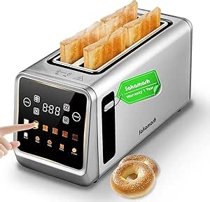 Amazon.com: SAKAMOSH Smart Toaster 4 Slice, Touch Screen, Digital Toasters with 6 Browning Levels & 5 Bread Types, Bagel, Extra Long Wide Slots, Memory Function, Timer, 1400W, Stainless Steel: Home & Kitchen